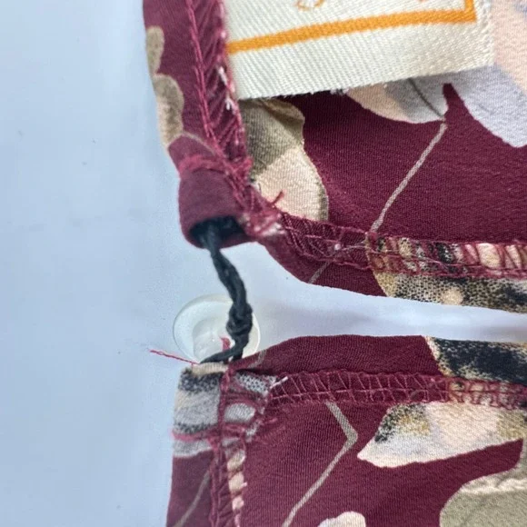 Vtg Tickets Clothing Y2K Women M Sleeveless Floral Print Burgundy Shift Dress - Picture 8 of 8